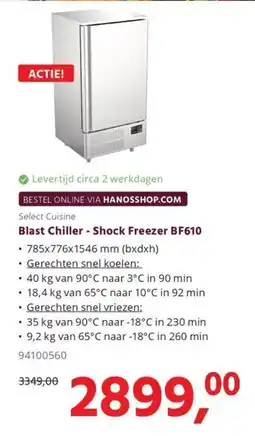 Hanos Select Cuisine Blast Chiller Shock Freezer BF610 aanbieding