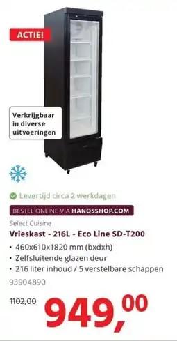 Hanos Select Cuisine Vrieskast Eco Line SD-T200 aanbieding
