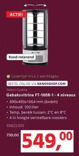 Hanos Select Cuisine Gebaksvitrine FT-100R-1 - 4 niveaus aanbieding