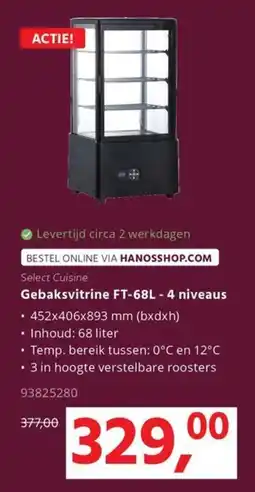 Hanos Select Cuisine Gebaksvitrine FT-4 niveaus aanbieding