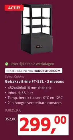 Hanos Select Cuisine Gebaksvitrine FT- 3 niveaus aanbieding