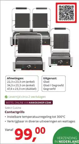 Hanos Select Cuisine Contactgrills aanbieding
