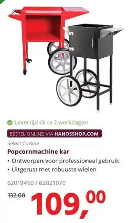 Hanos Select Cuisine Popcornmachine kar aanbieding
