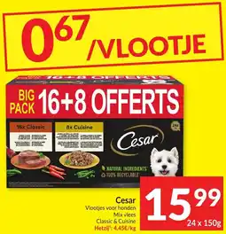 Intermarché Cesar Vlootjes voor honden Mix vlees Classic & Cuisine aanbieding