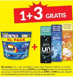 Intermarché Dash platinium Zeebries of Jasmijn + Lenor geurbooster aanbieding