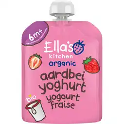 Albert Heijn Ella's kitchen Biologische Aardbeien yoghurt 6m+ aanbieding