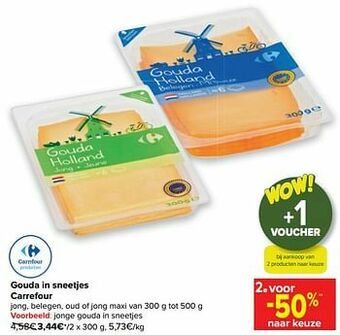 Carrefour Jonge gouda in sneetjes aanbieding