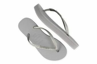 Berca Shoes Havaianas Teenslipper Dames Ice Grey Slim Flatform Glitter - Grijs aanbieding