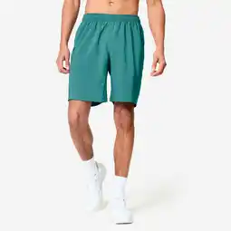 Decathlon Fitness short met zakken met rits heren eendengroen aanbieding