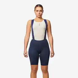 Decathlon Damesfietsbroek met bretels Racer 3 zomer blauw aanbieding