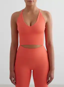 Decathlon Dames Sportbeha Naadloos Kruis Rug Bralette Oranje aanbieding