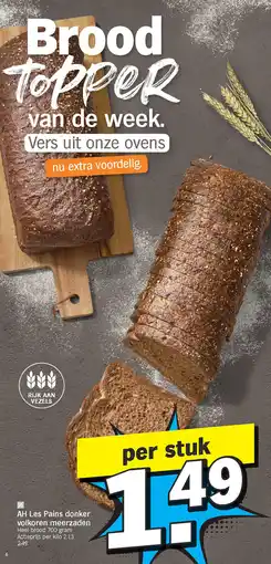 Albert Heijn AH Les Pains Donker Volkoren Meerzaden aanbieding