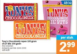 Albert Heijn Tony's Chocolonely repen 180 gram of Lil' Bits 150 gram aanbieding