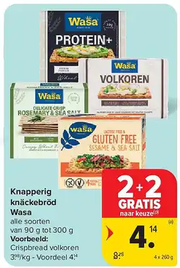 Carrefour Knapperig knäckebröd Wasa aanbieding