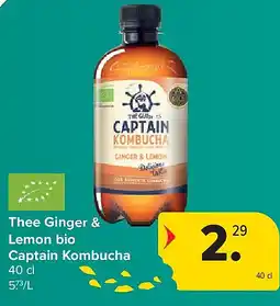 Carrefour Thee Ginger & Lemon bio Captain Kombucha aanbieding