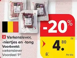 Carrefour Varkenslever, -niertjes en -tong aanbieding