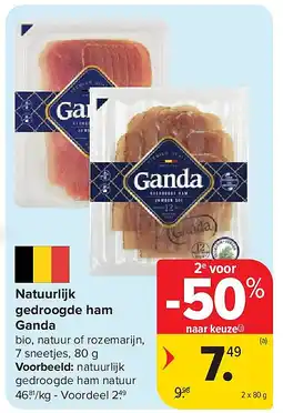 Carrefour Natuurlijk gedroogde ham Ganda aanbieding