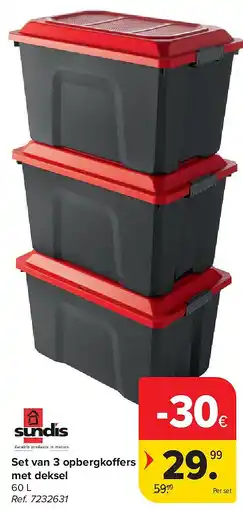 Carrefour Set van 3 opbergko ers met deksel aanbieding