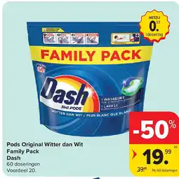 Carrefour Pods Original Witter dan Wit Family Pack Dash aanbieding
