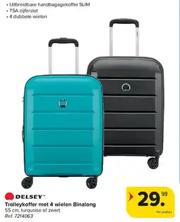 Carrefour Trolleykoffer met 4 wielen Binalong aanbieding