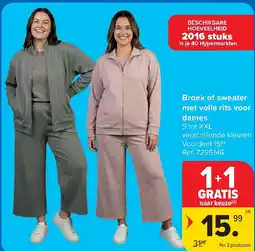 Carrefour Broek of sweater met volle rits voor dames aanbieding