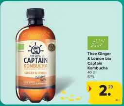 Carrefour Thee Ginger & Lemon bio Captain Kombucha aanbieding