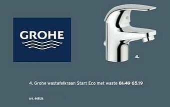 GAMMA Grohe wastafelkraan start eco met waste aanbieding