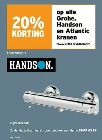 Handson thermostatische douchekraan marco