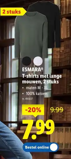 Lidl T-shirts met lange mouwen, 2 stuks aanbieding