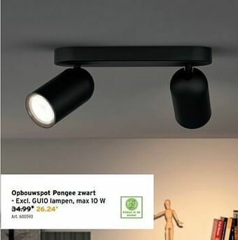 GAMMA Opbouwspot pongee zwart aanbieding