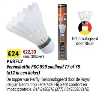 Decathlon Perfly verenshuttle fsc 990 snelheid 77 aanbieding