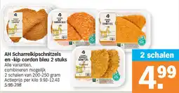 Albert Heijn AH Scharrelkipschnitzels en -kip cordon bleu aanbieding