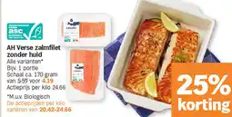 Albert Heijn AH Verse zalmfilet zonder huid aanbieding