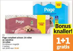 Albert Heijn Page compleet schoon 24 rollen en sensitive 16 rollen aanbieding