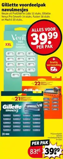 Kruidvat Gillette voordeelpak navulmesjes aanbieding