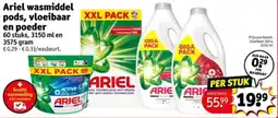 Kruidvat Ariel wasmiddel pods, vloeibaar en poeder aanbieding
