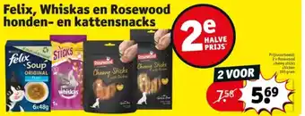 Kruidvat Felix, Whiskas en Rosewood honden- en kattensnacks aanbieding