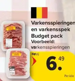 Carrefour Market Varkensspieringen en varkensspek Budget pack aanbieding