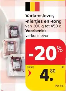 Carrefour Market Varkenslever, niertjes en tong aanbieding