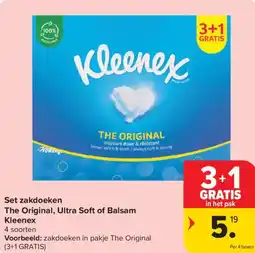 Carrefour Market Kleenex Set zakdoeken The Original, Ultra Soft of Balsam aanbieding