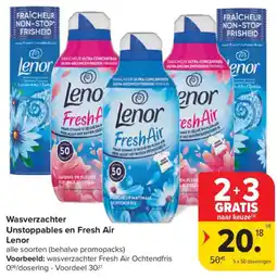 Carrefour Market Lenor Wasverzachter Unstoppables en Fresh Air aanbieding