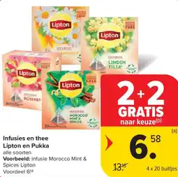 Carrefour Market Infusies en thee Lipton en Pukka aanbieding