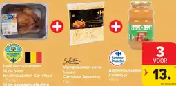Carrefour Market Hele kip van weleer in de oven + Voorgebakken verse frieten + Appelmousseline aanbieding