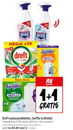 Jumbo Dreft vaatwastabletten, Swiffer & Antikal aanbieding