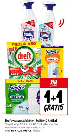 Jumbo Dreft vaatwastabletten, Swiffer & Antikal aanbieding