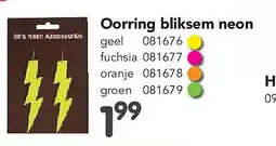 Happyland Oorring bliksem neon geel aanbieding