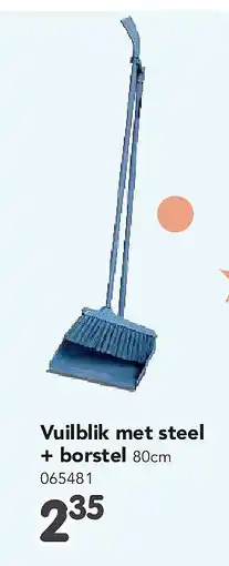Happyland Vuilblik met steel + borstel 80cm aanbieding