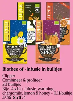 Delhaize Biothee of Infusie in Builtjes Clipper aanbieding