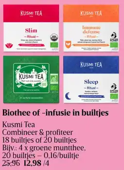Delhaize Biothee of Infusie in Builtjes Kusmi Tea aanbieding