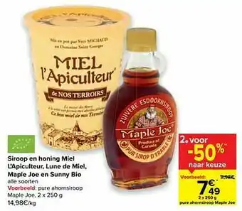Carrefour Pure ahornsiroop maple joe aanbieding